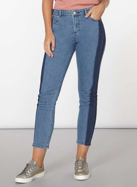Fashion Straight Laser Side Panel Jeans